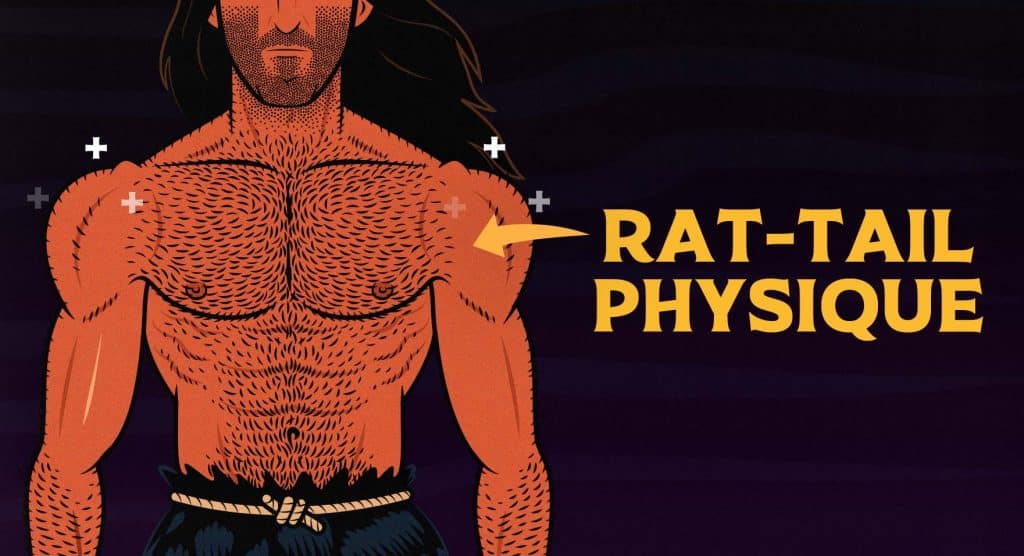 lllustration of a man with exceptionally broad shoulders and big side delts, giving him an exaggerated v-taper.