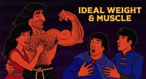 An illustration of a man with the perfect body weight and amount of muscle, with an attractive BMI and FFMI.