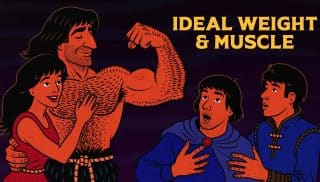 An illustration of a man with the perfect body weight and amount of muscle, with an attractive BMI and FFMI.