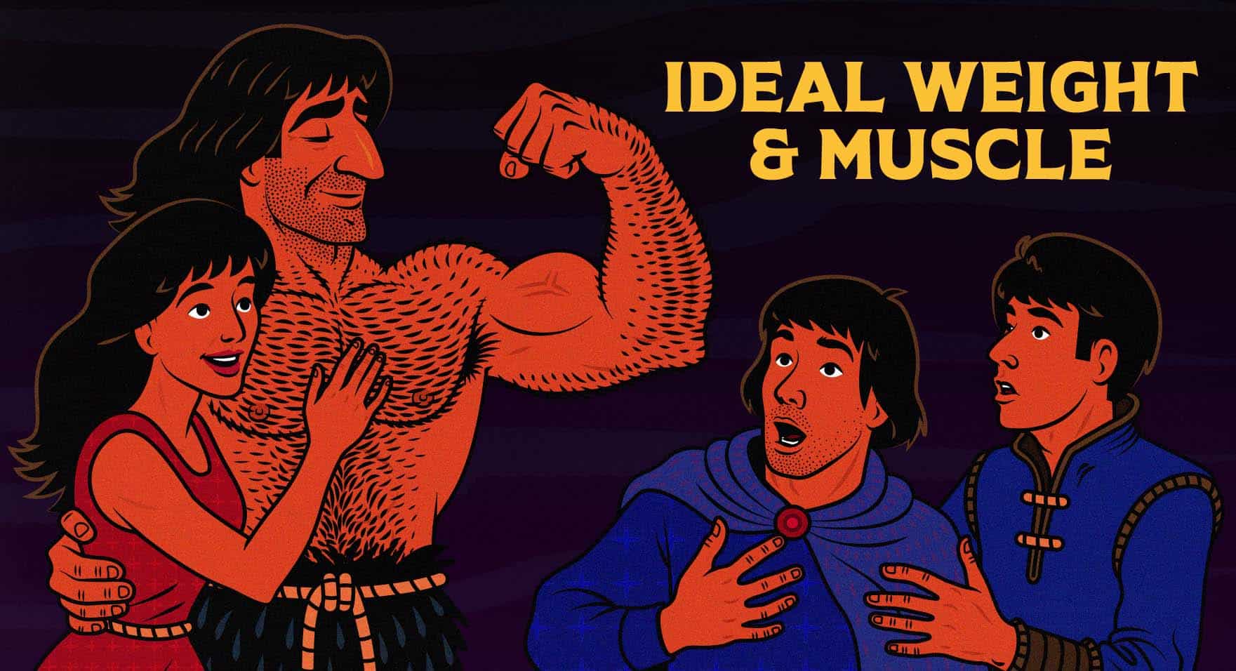 An illustration of a man with the perfect body weight and amount of muscle, with an attractive BMI and FFMI.