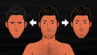 An image showing a man losing fat and getting Ozempic Face (or Death Face) versus looking chiselled and healthy.