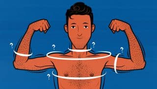 How to Know if You're Gaining Muscle or Fat Illustration by Shane Duquette of a man measuring how much muscle and fat he's gaining.