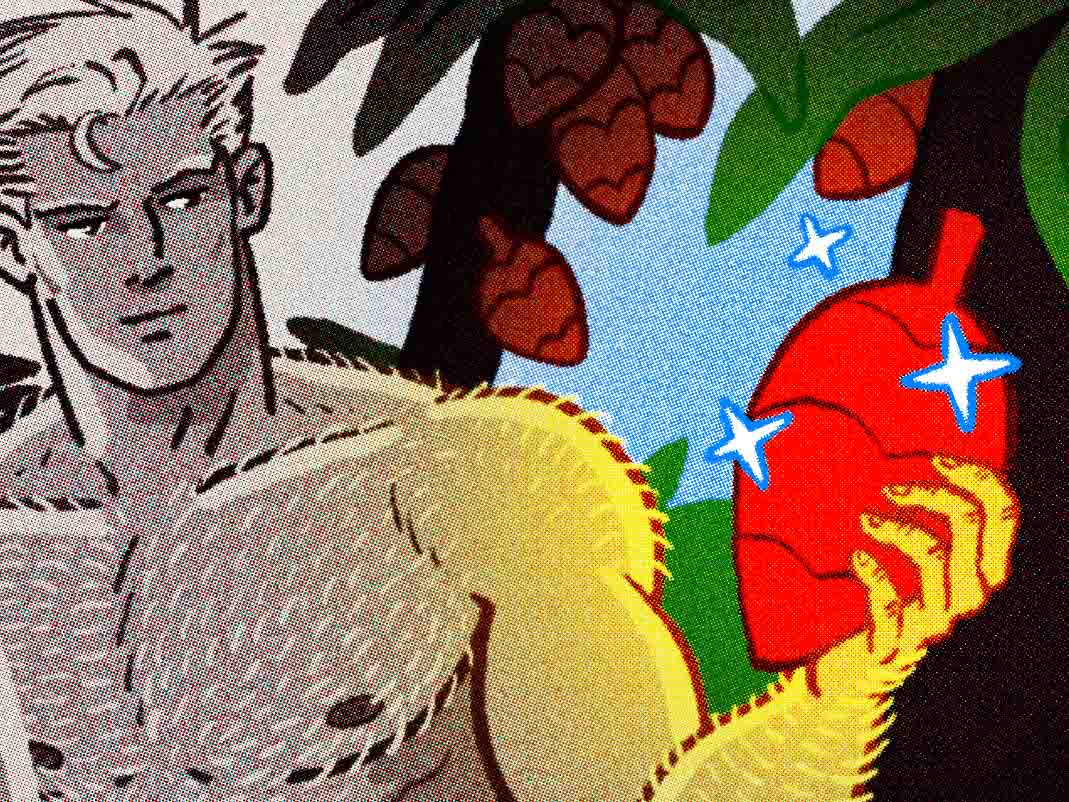 Supplements Guide An athletic man finding a magical cacao pod.